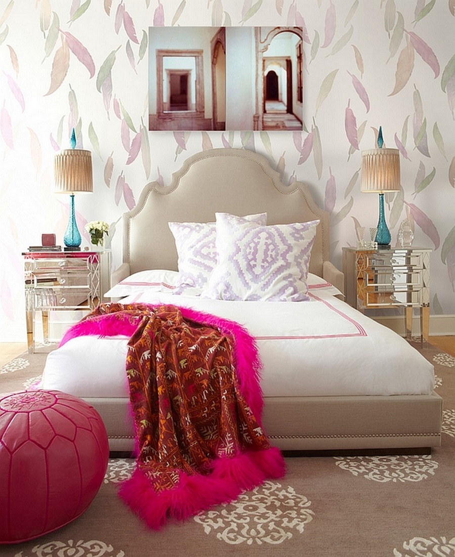 Beautiful Walpaper For Bedroom With White Bed Plus Pink Blanket Inside Amazing Carpet In Bedrooms
