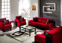 Sofa đỏ cho phòng khách cá tính