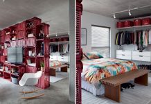 Căn hộ 70m2 này sẽ hoàn toàn “mờ nhạt” nếu không có vách ngăn rổ nhựa độc đáo.