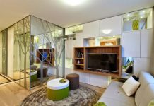 Căn hộ 34m2 “ăn gian” gấp đôi diện tích nhờ có tấm gương trang trí “độc nhất vô nhị” can ho co guong trang tri