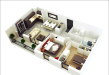 Bộ sưu tập mẫu căn hộ rộng 60m2 – 2 phòng ngủ hợp với đại đa số gia đình Việt Nam. mau can ho 60m2