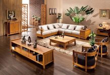 Bố trí ghế sofa gỗ cho phòng khách thêm gần gũi với thiên nhiên. ghe sofa go