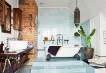 Nhìn phong cách Bohemian hoang dại vậy thôi nhưng nó hợp với phòng tắm lắm đấy. phong tam phong cach bohemian